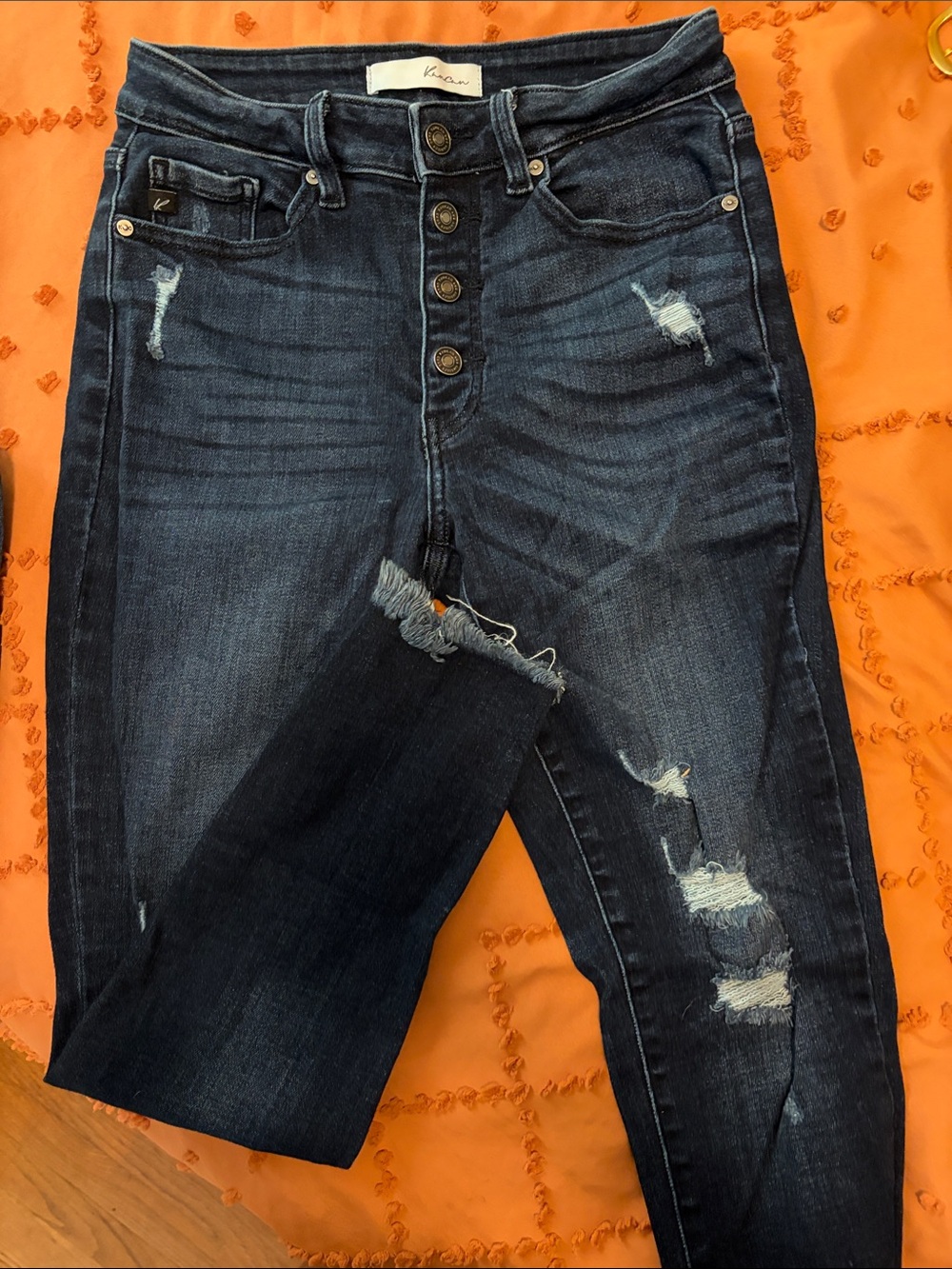 KanCan Dark Wash Distressed High-Rise Skinny Jeans